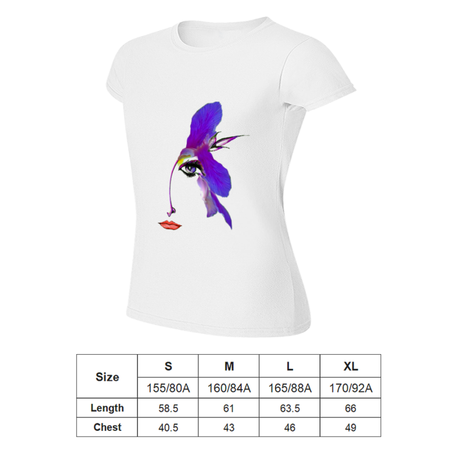 Domingo Angel Face Women’s T-shirt w text: The Devil Made Me Buy This Angel Shirt - Image 3