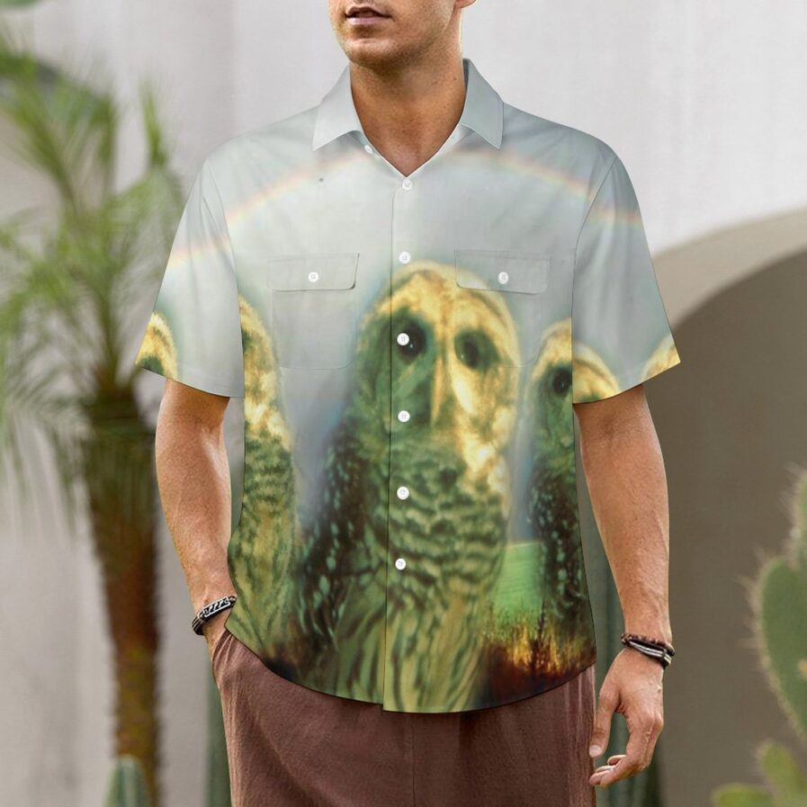 KillerKloz Men's Owl Short Sleeve Shirt with Pockets - Image 2