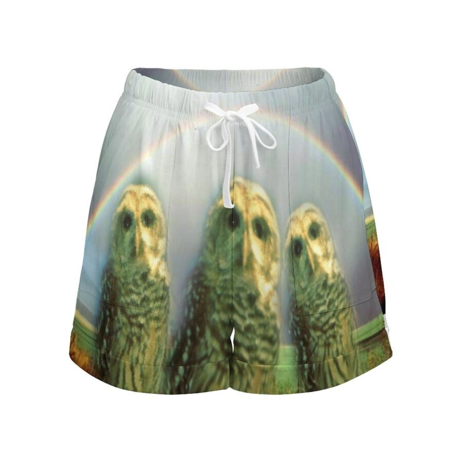 KillerKloz Owl Women's Loose High Waisted Shorts - Image 3