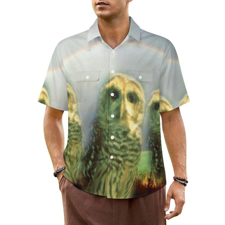 KillerKloz Men's Owl Short Sleeve Shirt with Pockets