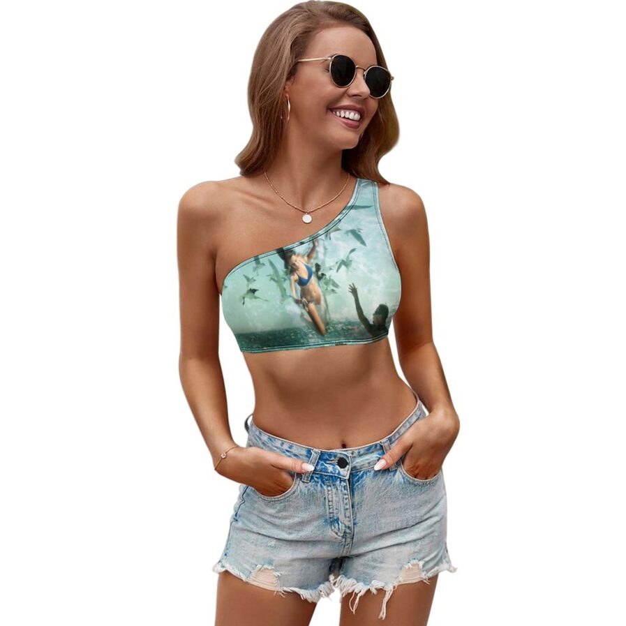 KillerKloz Women's Owl One-shoulder Crop Top