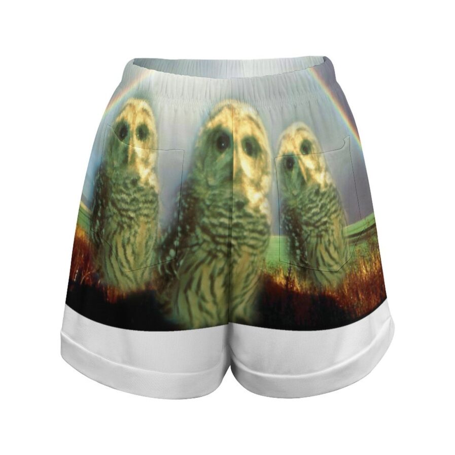 KillerKloz Owl Women's Loose High Waisted Shorts - Image 4