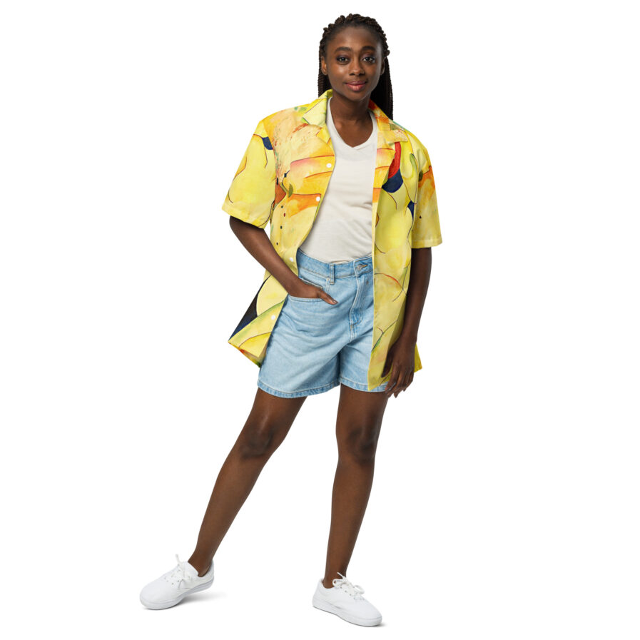 Domingo Swimming in Yellow Unisex Button Shirt